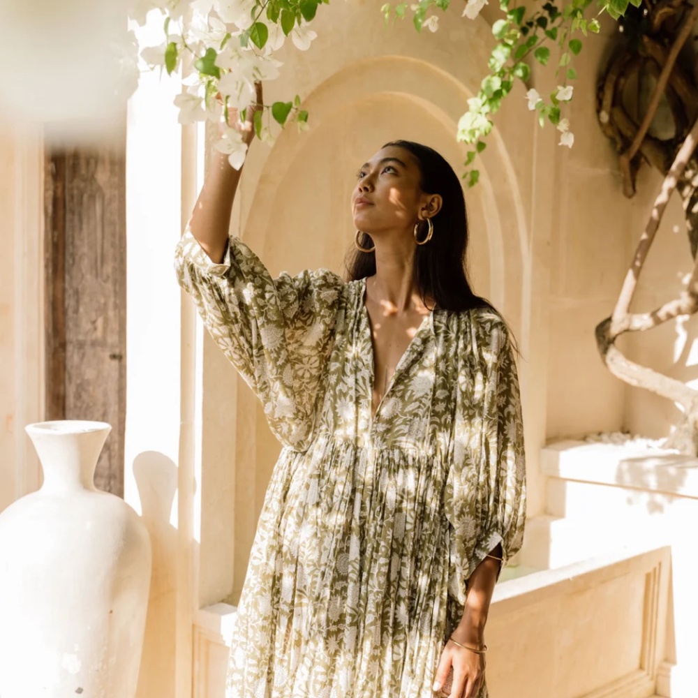 [SOLD OUT] Kyra Midi Dress ~ Olive M / Daughters Of India - NWT